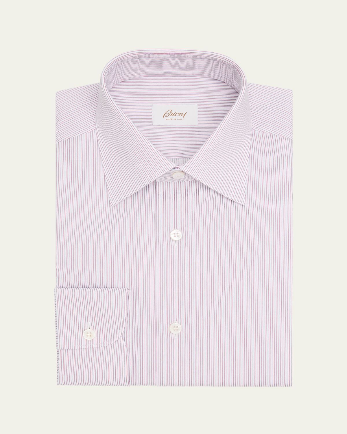 Brioni Men's Cotton Hairline Stripe Point Collar Dress Shirt | Thumbnail 3 Brioni Men's Cotton Hairline Stripe Point Collar Dress Shirt | Thumbnail 3