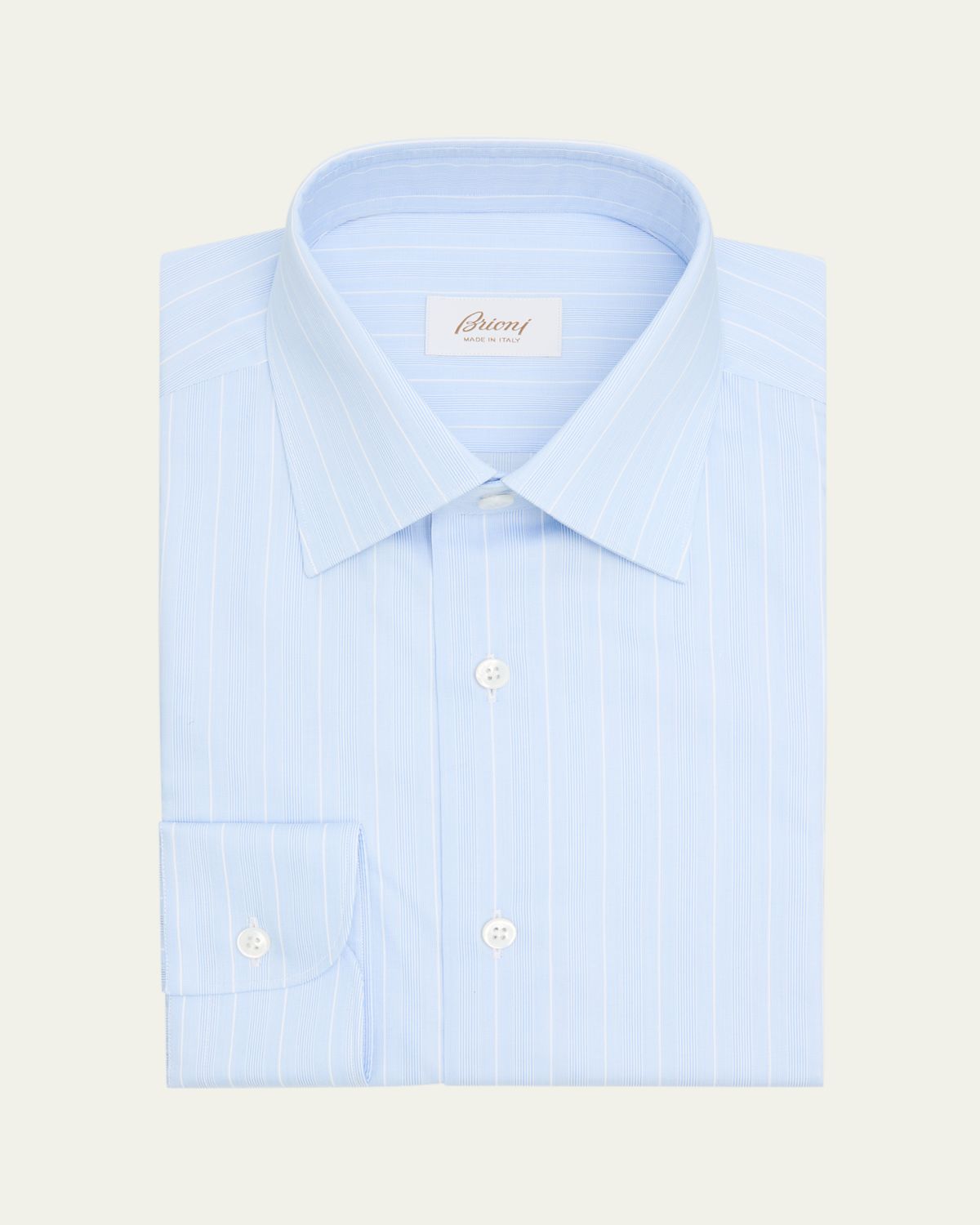 Brioni Men's Cotton Multi-Stripe Point Collar Dress Shirt