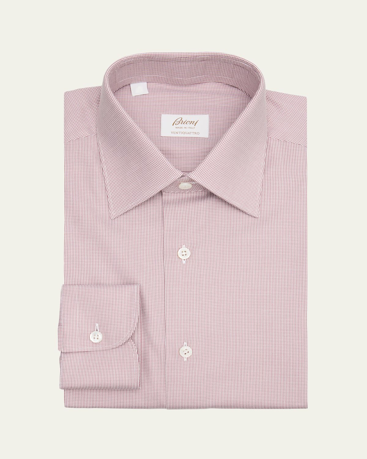 Brioni Men's Ventiquattro Cotton Micro-Houndstooth Dress Shirt