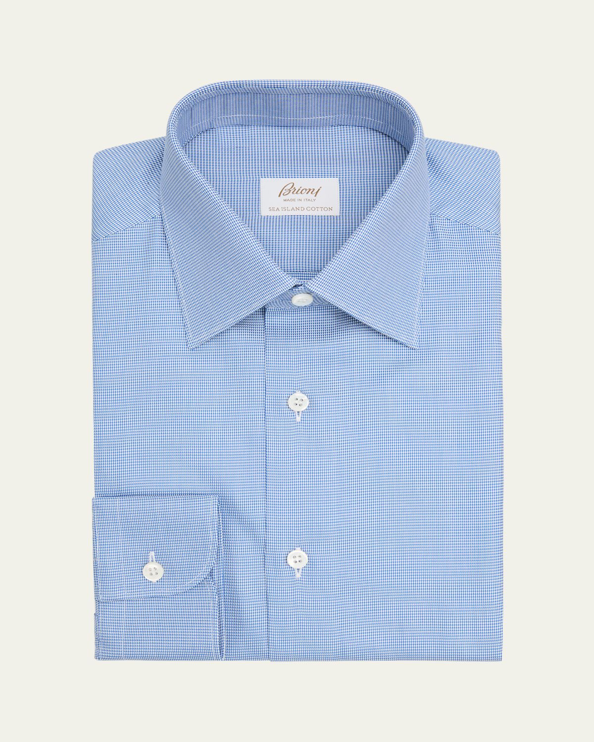 Brioni Men's Sea Island Cotton Micro-Houndstooth Dress Shirt