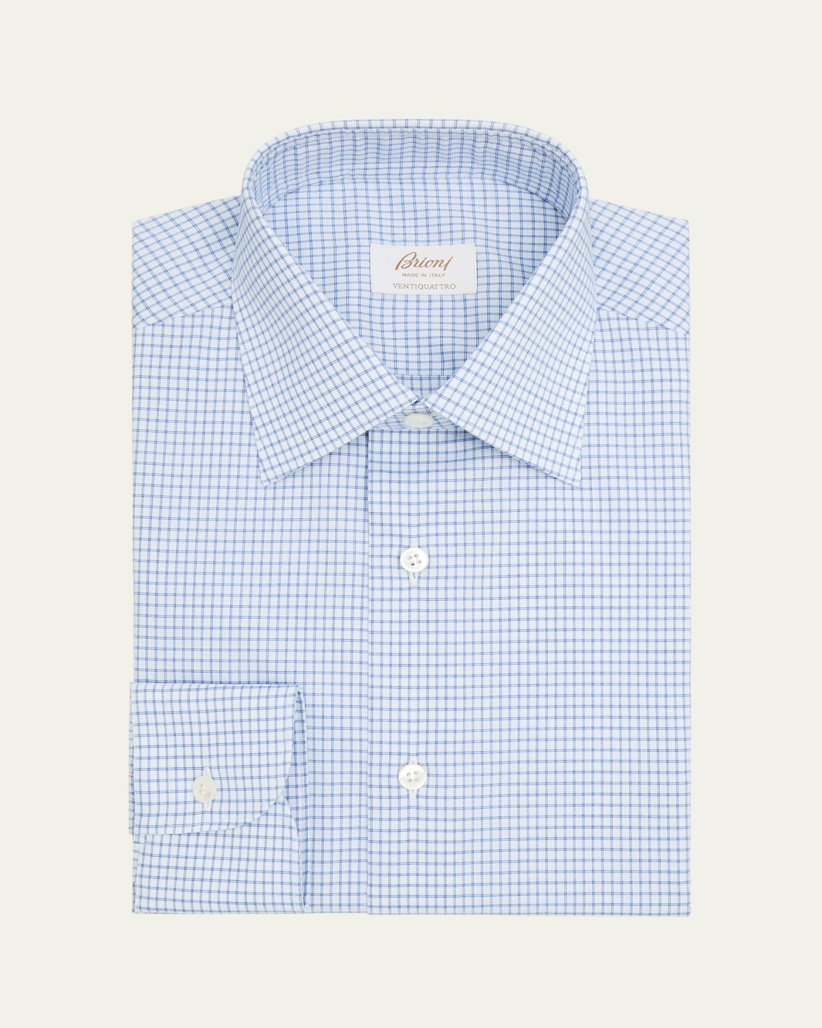 Brioni Men's Ventiquattro Cotton Grid Check Dress Shirt