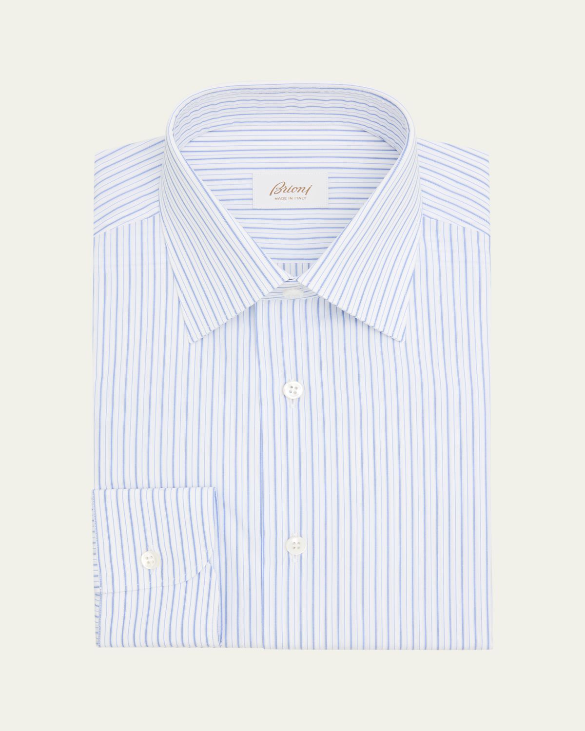 Brioni Men's Cotton Multi-Stripe Point Collar Dress Shirt