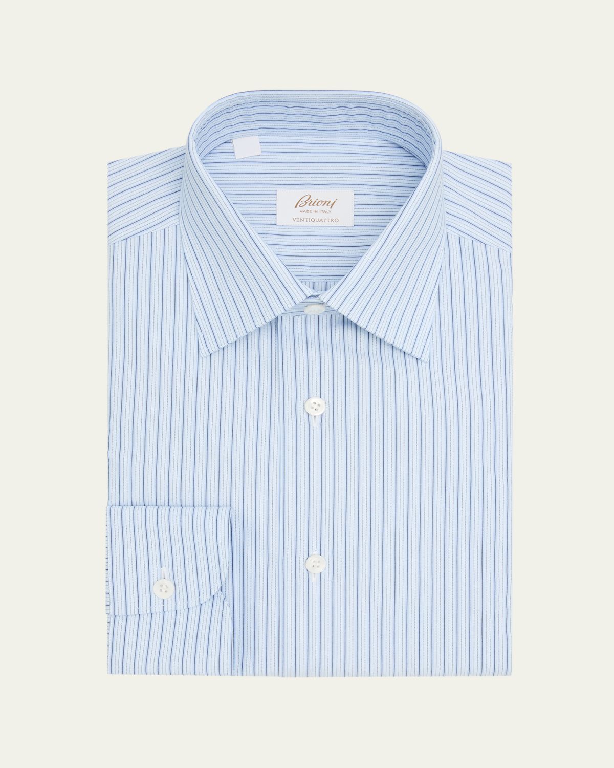 Brioni Men's Ventiquattro Cotton Multi-Stripe Dress Shirt