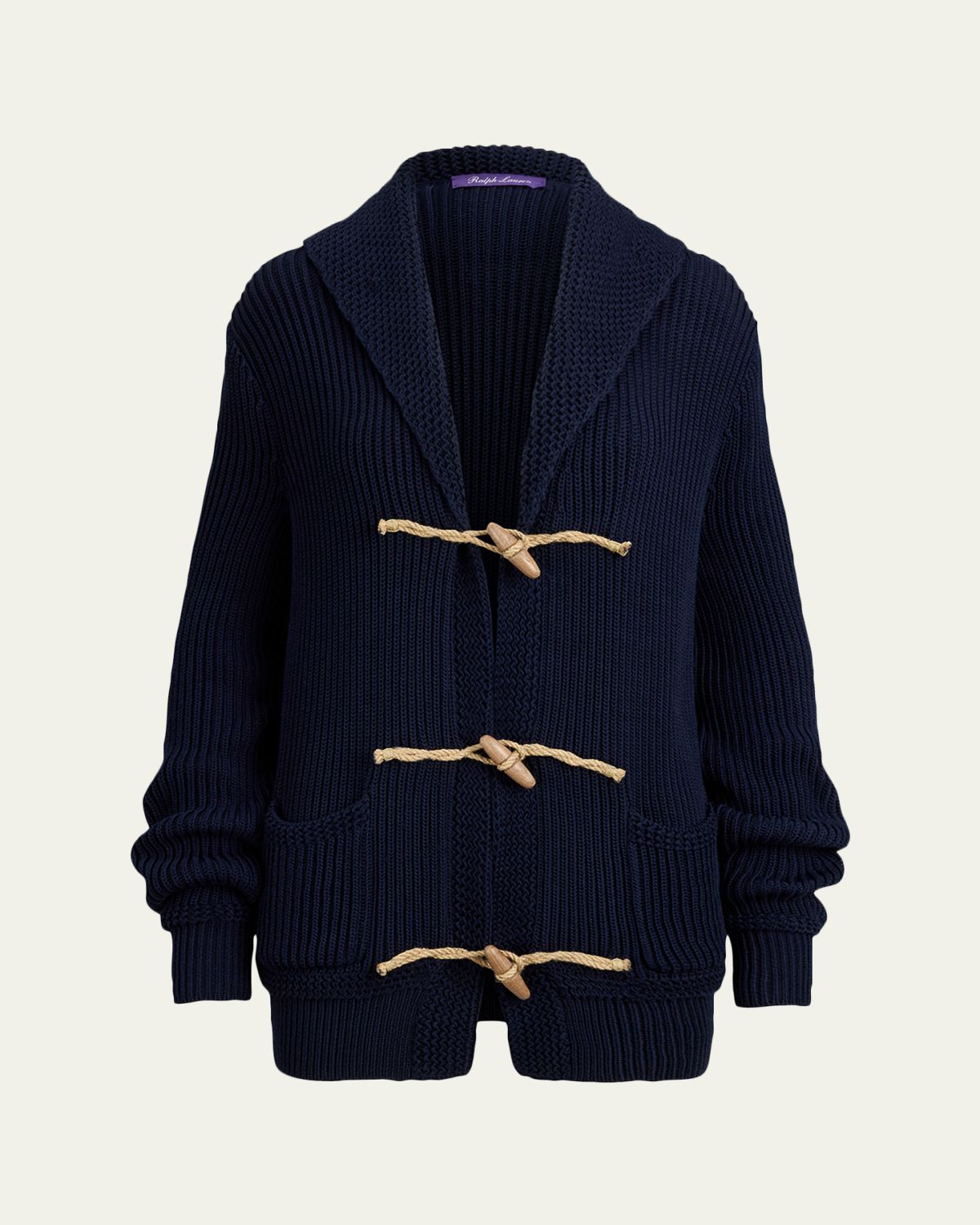 Ralph Lauren Collection Cotton-Silk Rib Shawl-Collar Cardigan