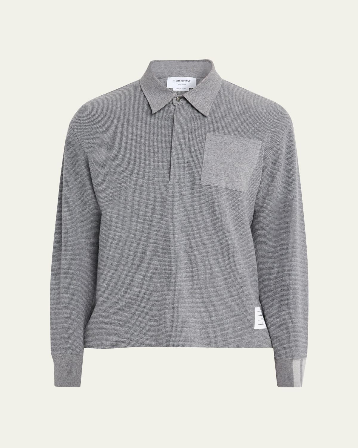 Thom Browne Men's Cotton Waffle-Texture Rugby Polo Shirt