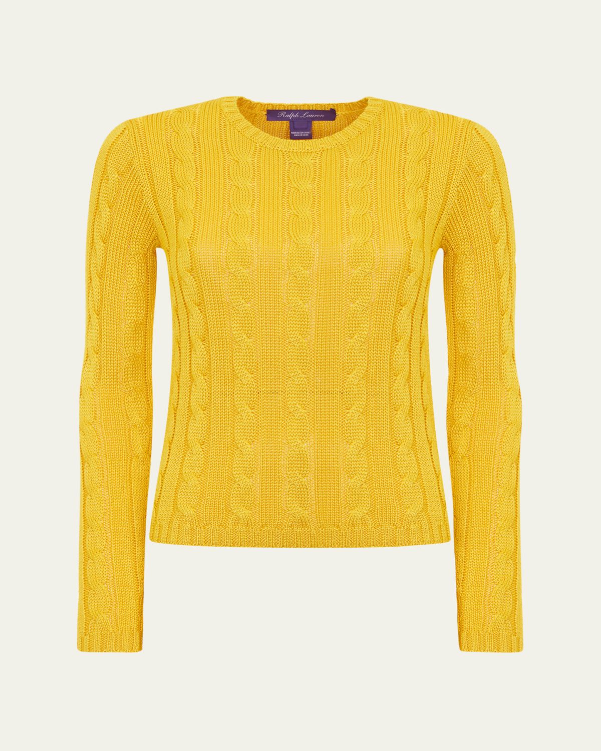 Ralph Lauren Collection Cable-Knit Silk Crewneck Sweater