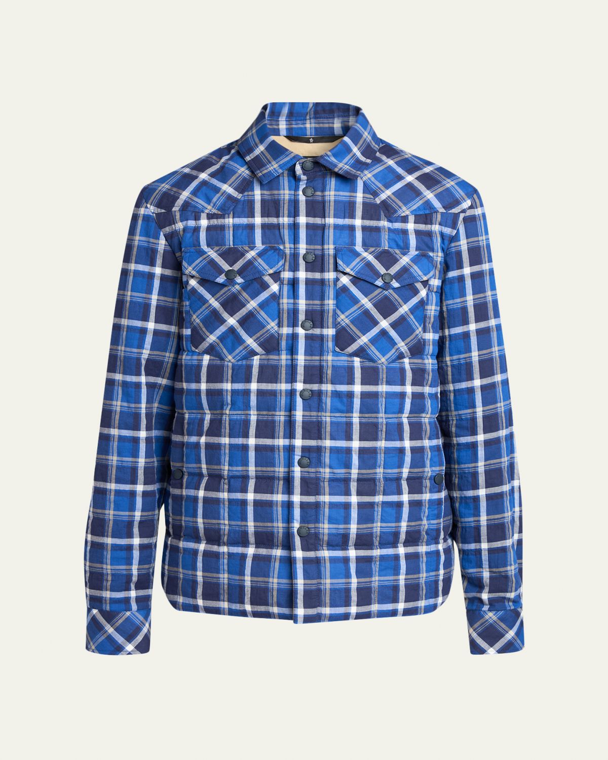 Moncler Grenoble Men 's Plaid Snap-Front Shirt Jacket