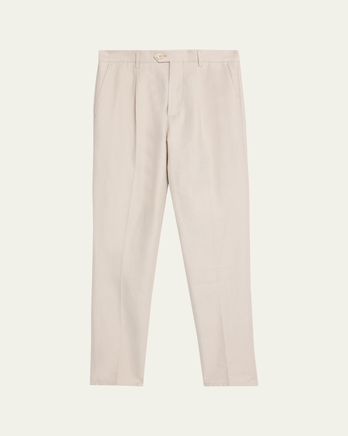 Brunello Cucinelli Men 's Cotton and Linen Leisure-Fit Pleated Trousers