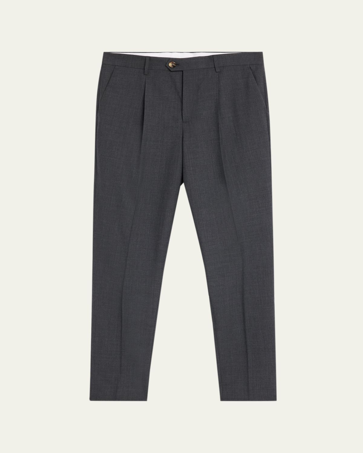 Brunello Cucinelli Men's Wool Sharkskin Pleated Pants