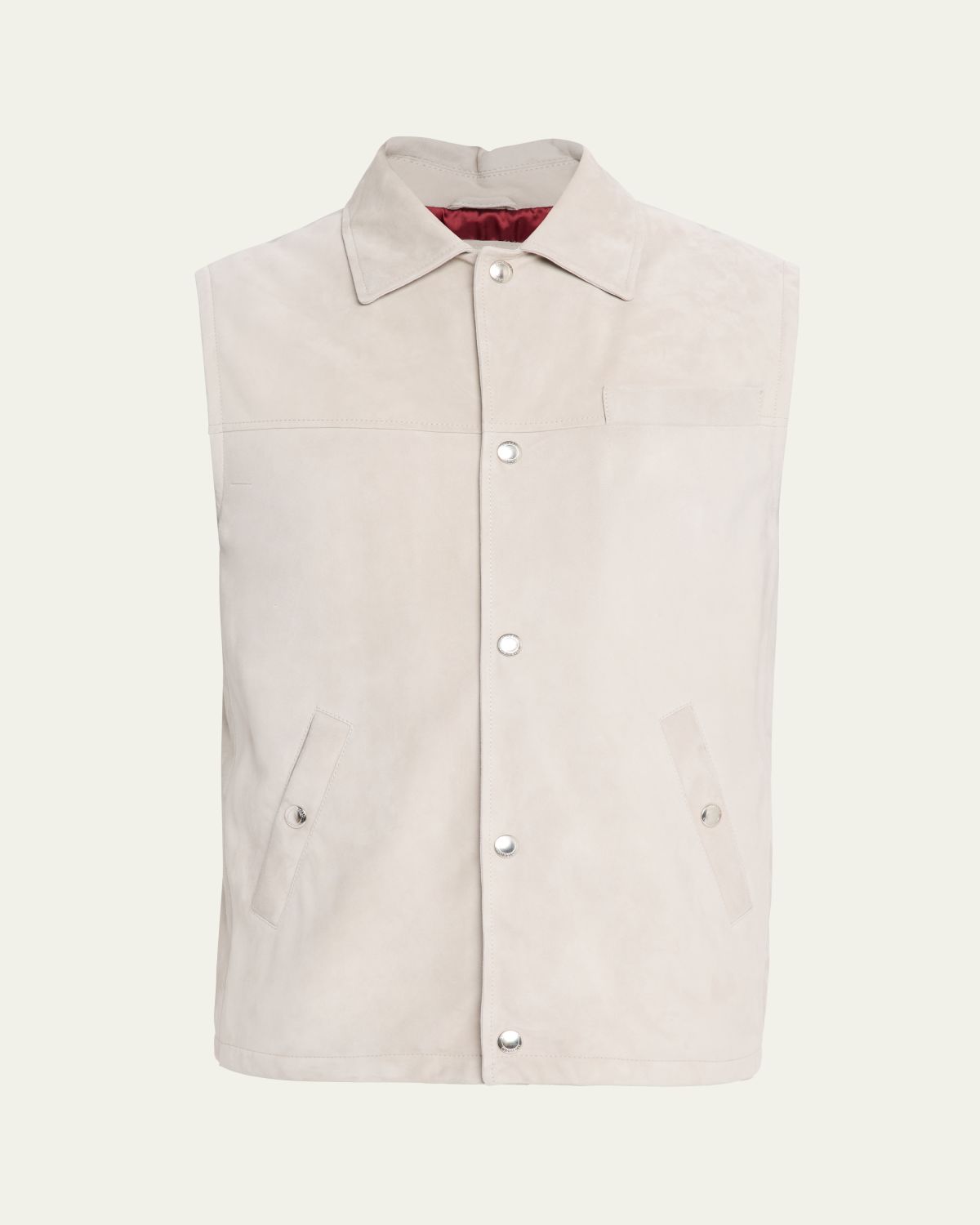 Brunello Cucinelli en's Down Leather Snap-Front Vest