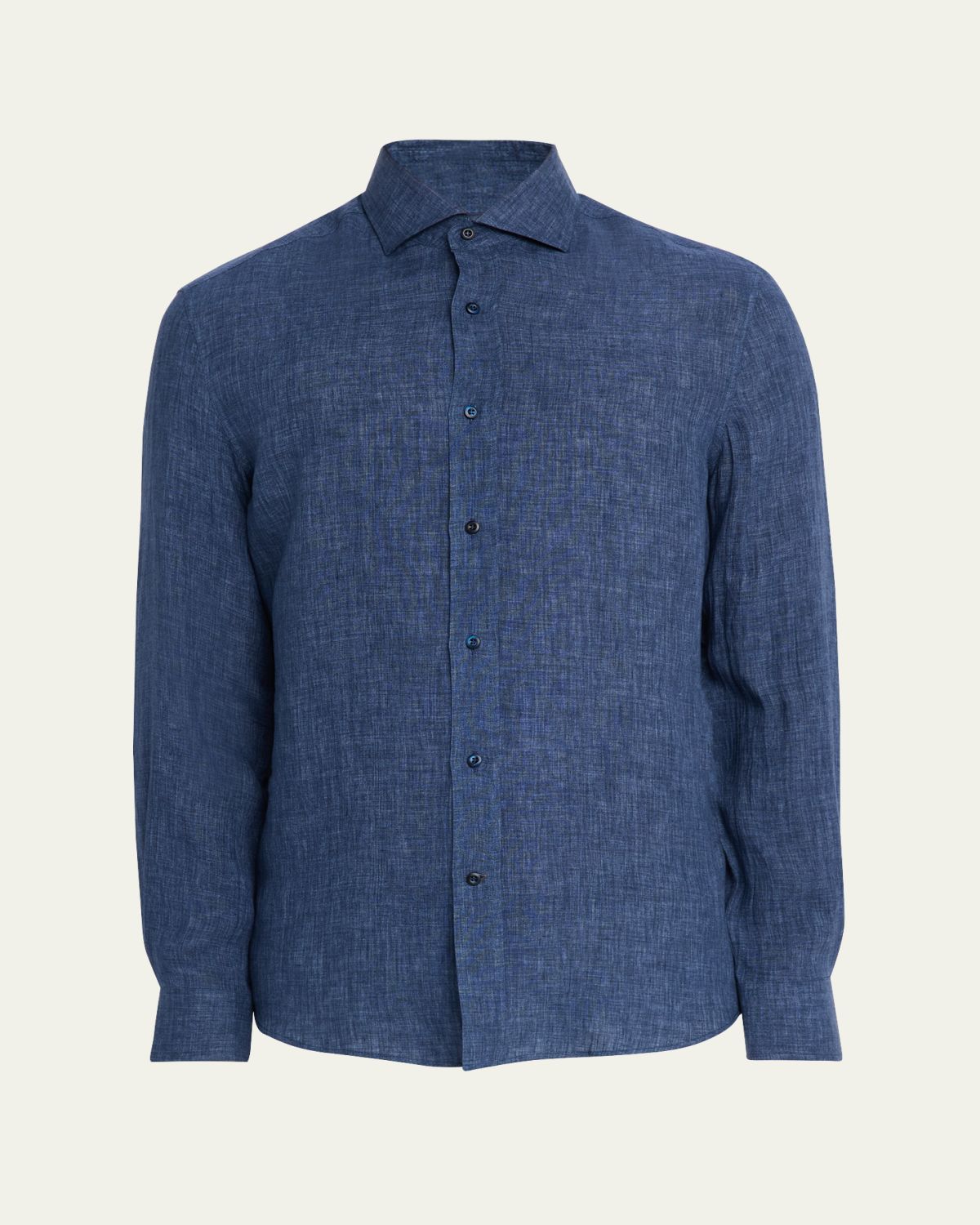 Brunello Cucinelli Men 's Linen Spread Collar Button-Down Shirt