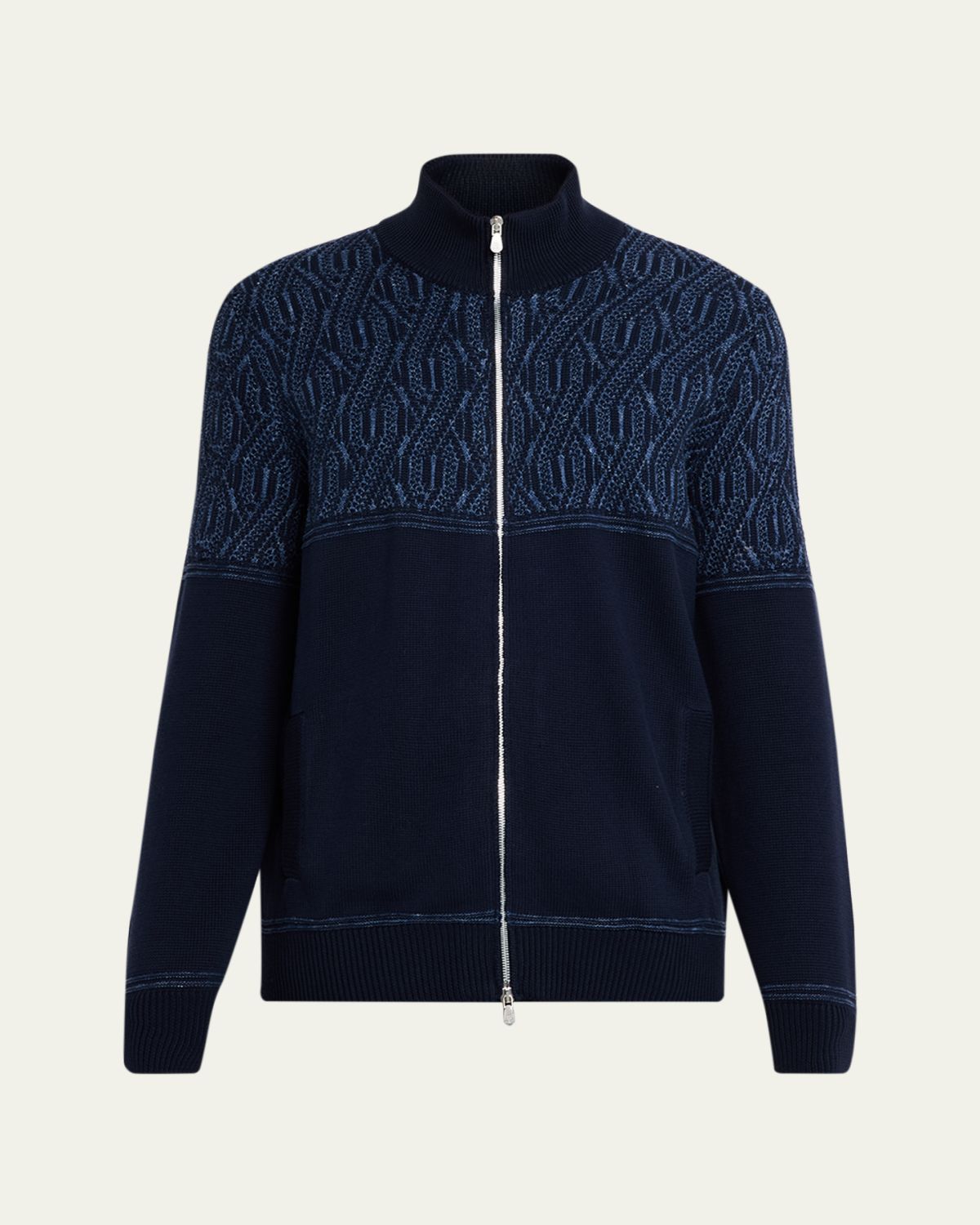 Brunello Cucinelli Men 's Cotton Cable-Pattern Full-Zip Cardigan