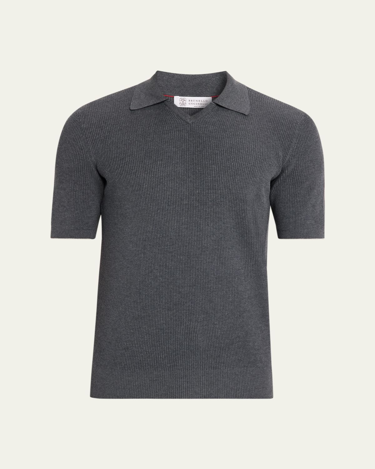 Brunello Cucinelli Men's Cotton Rib Johnny Collar Polo Sweater | Thumbnail 10 Brunello Cucinelli Men's Cotton Rib Johnny Collar Polo Sweater | Thumbnail 10