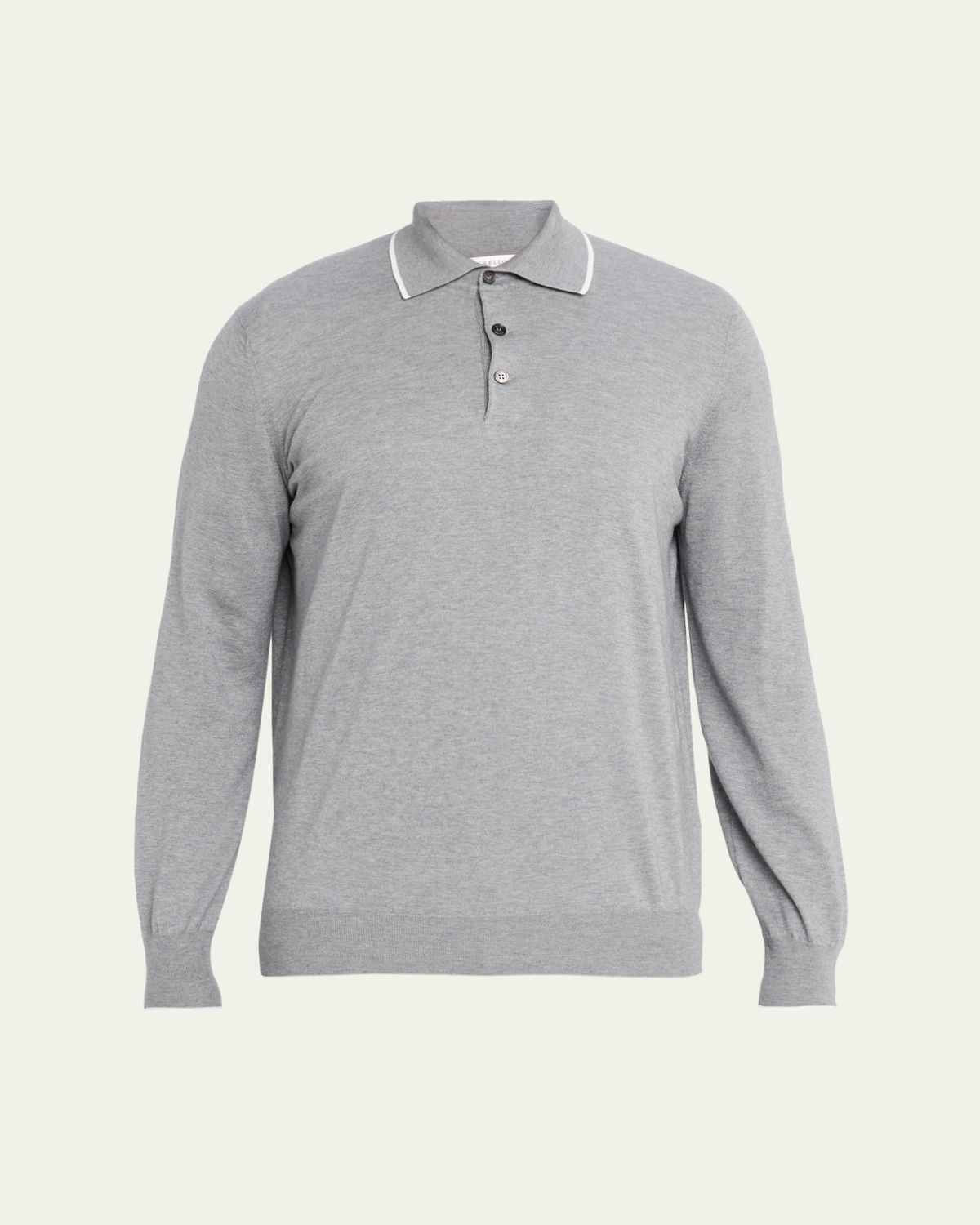 Brunello Cucinelli Men's Cotton and Cashmere Knit Polo Sweater