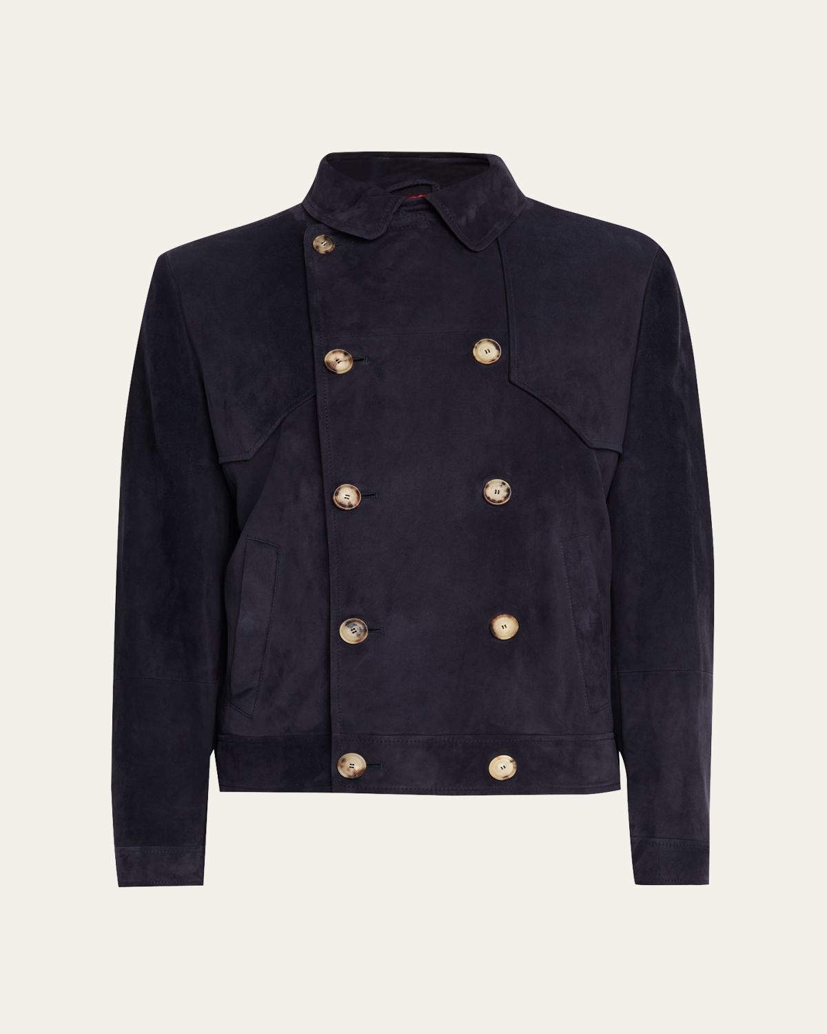 Brunello Cucinelli en's Double-Breasted Leather Jacket