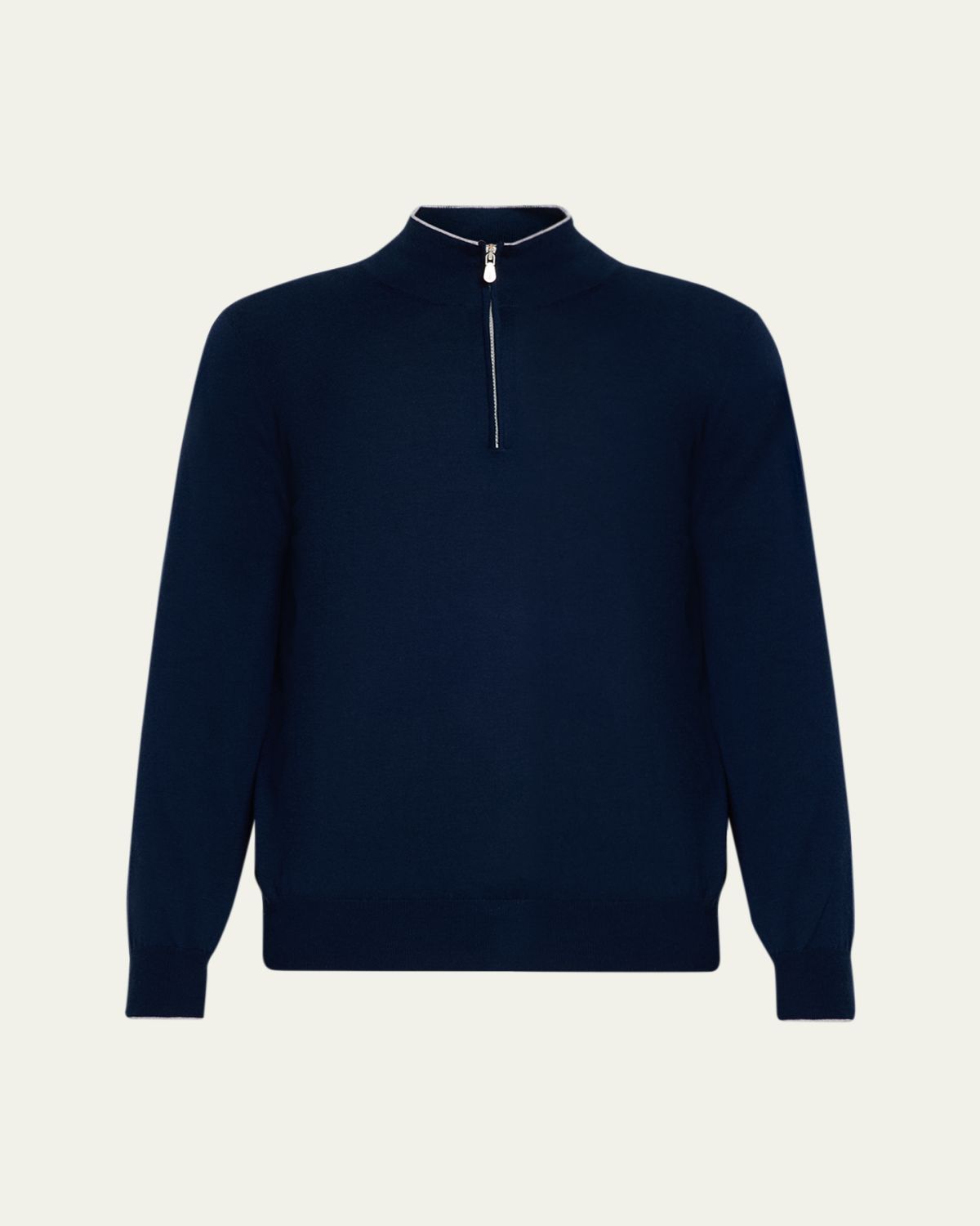 Brunello Cucinelli Men's Cotton Knit Quarter-Zip Sweater