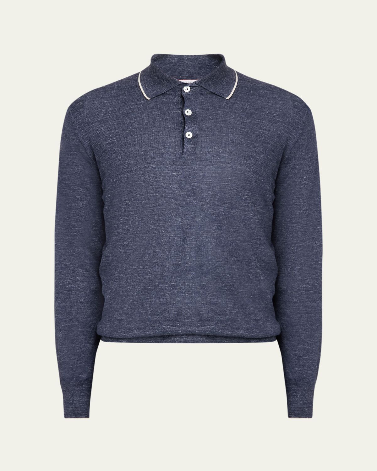 Brunello Cucinelli Men's Cashmere Tipped-Collar Polo Sweater