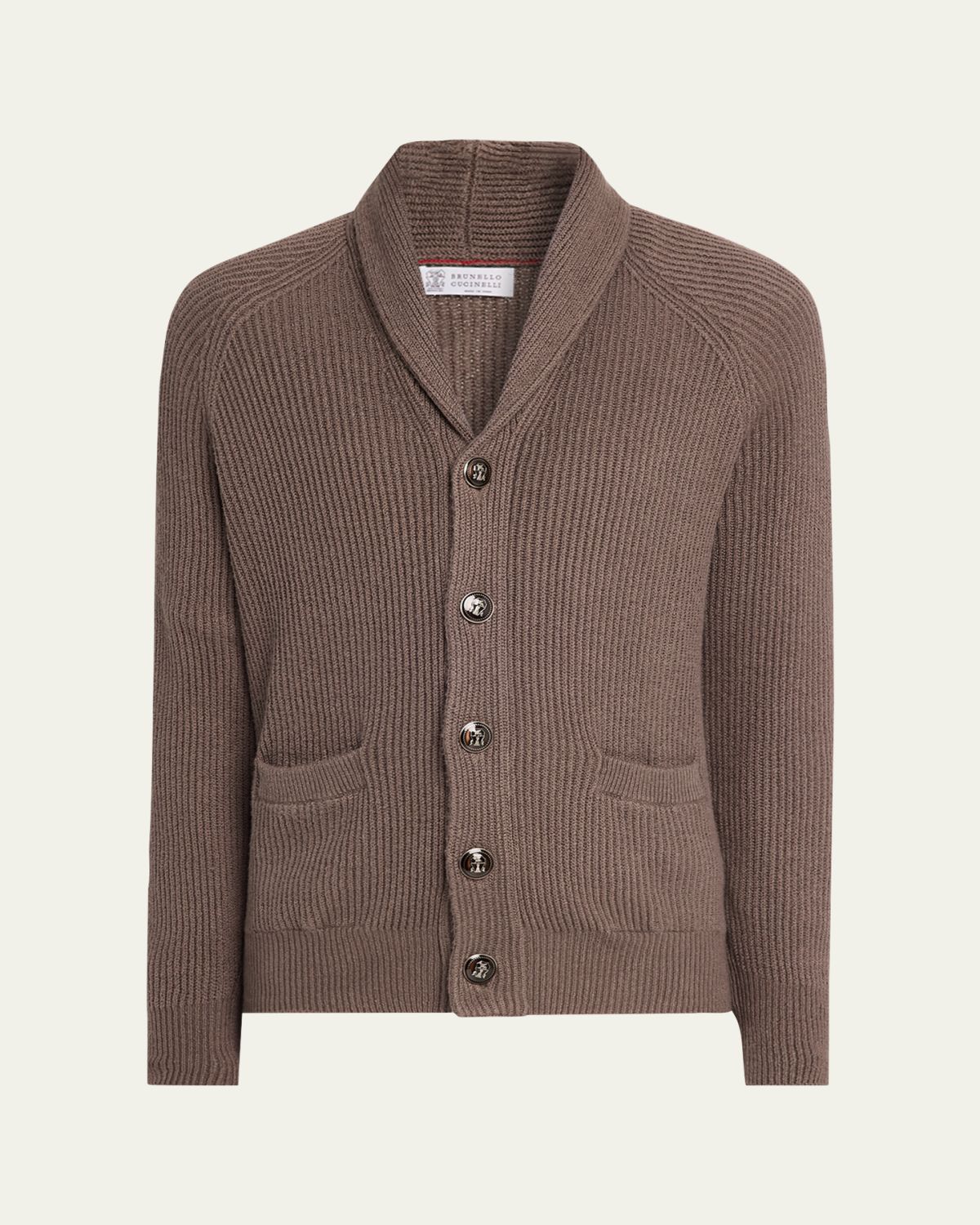 Brunello Cucinelli Men 's Cotton Rib Shawl Cardigan