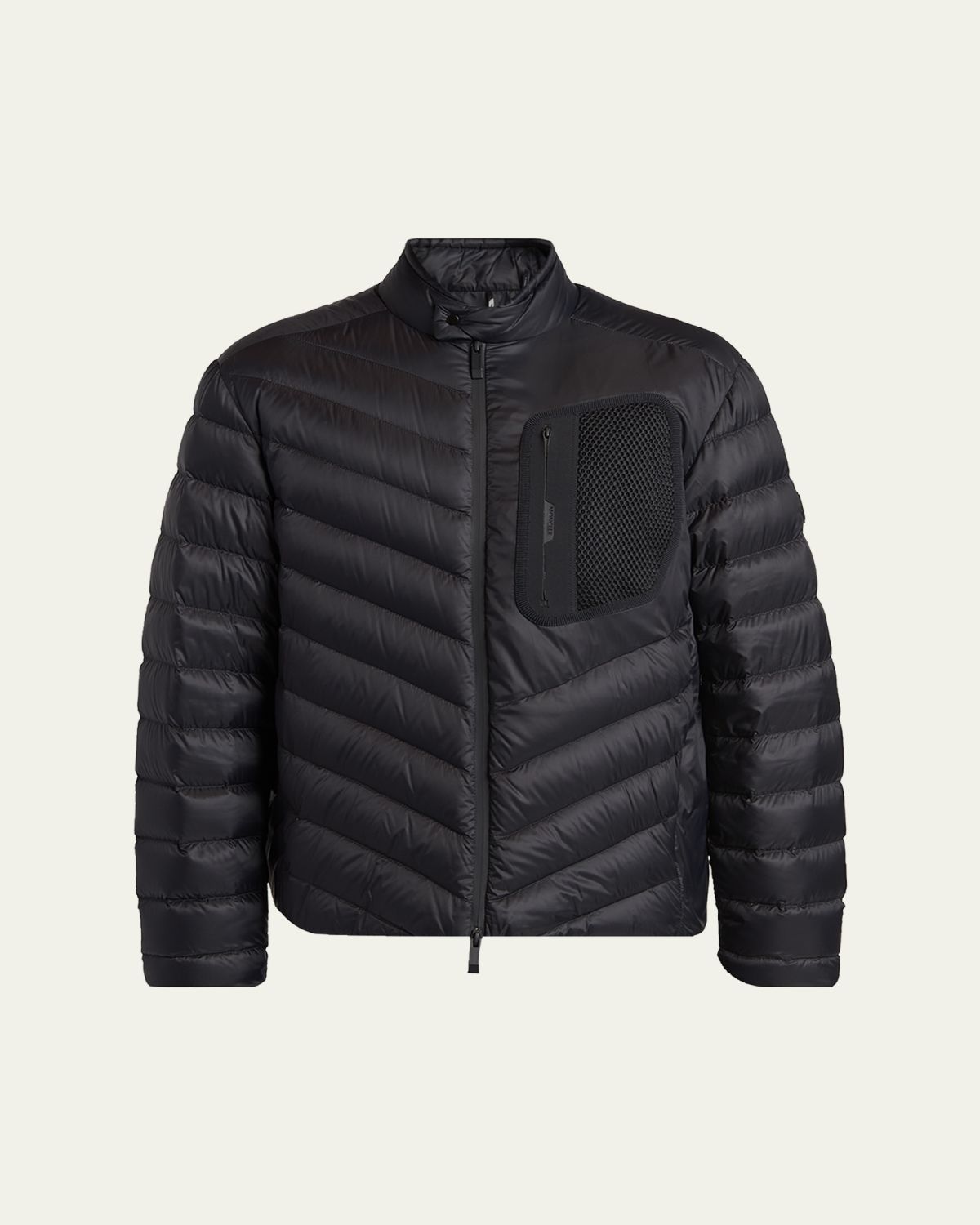 Moncler Men's Mackinac Diagonal-Quilted Down Biker Jacket