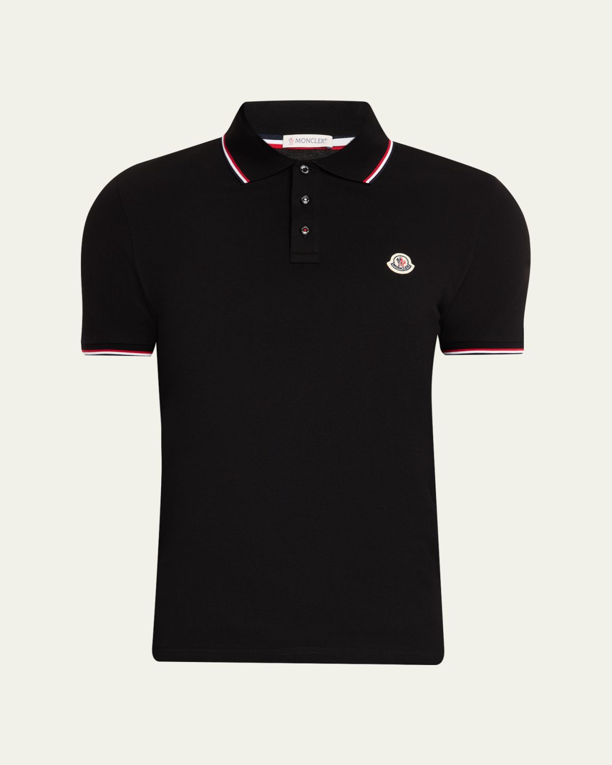 Moncler Men 's Stripe-Trim Cotton Polo Shirt