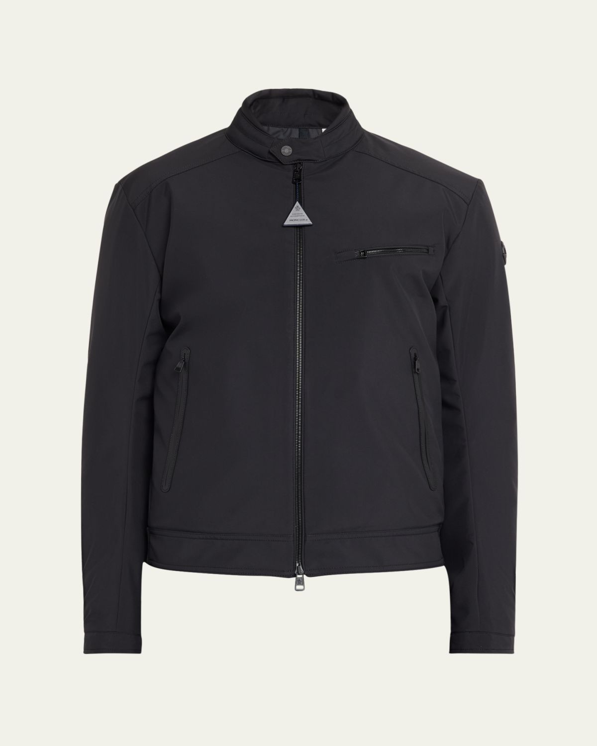 Moncler Men's Matte Band Collar Full-Zip Jacket