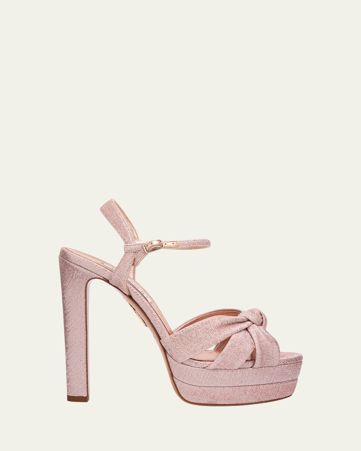 Aquazzura 130mm Nina Metallic Knot Platform Sandals