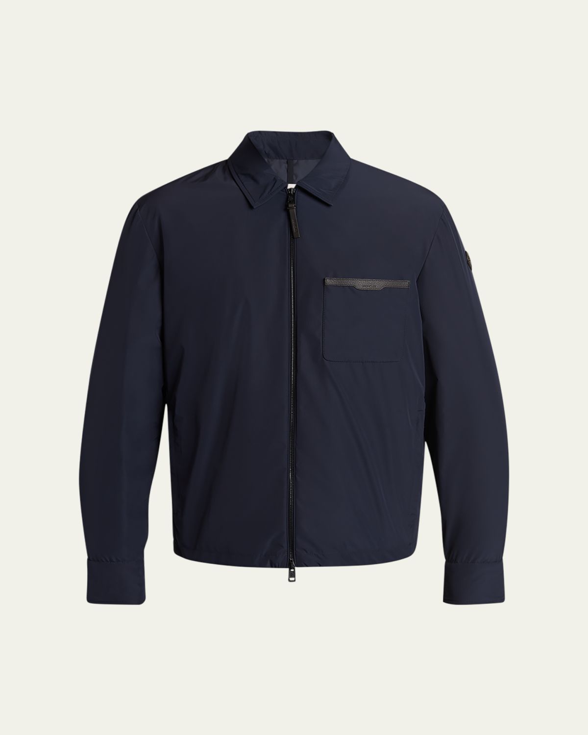 Moncler Men 's Nylon Leather-Trim Full-Zip Shirt Jacket