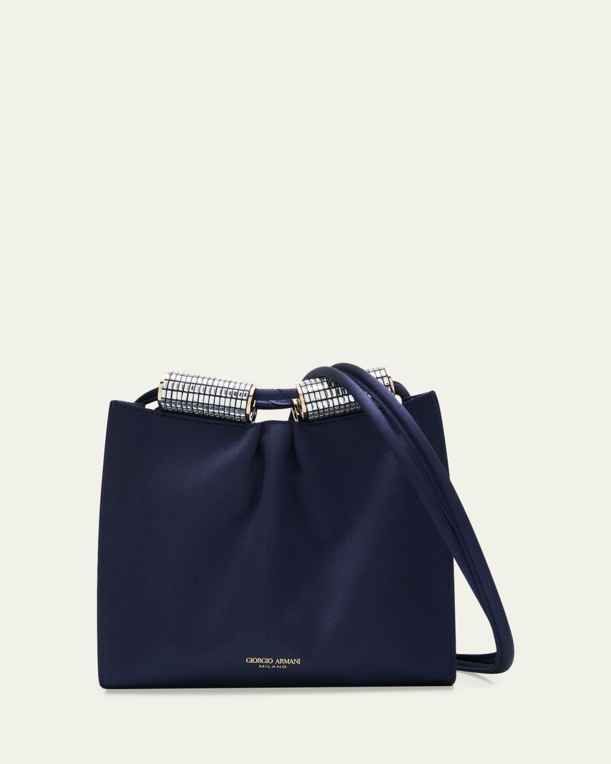 Giorgio Armani Satin Shoulder Bag with Rhinestone Detail