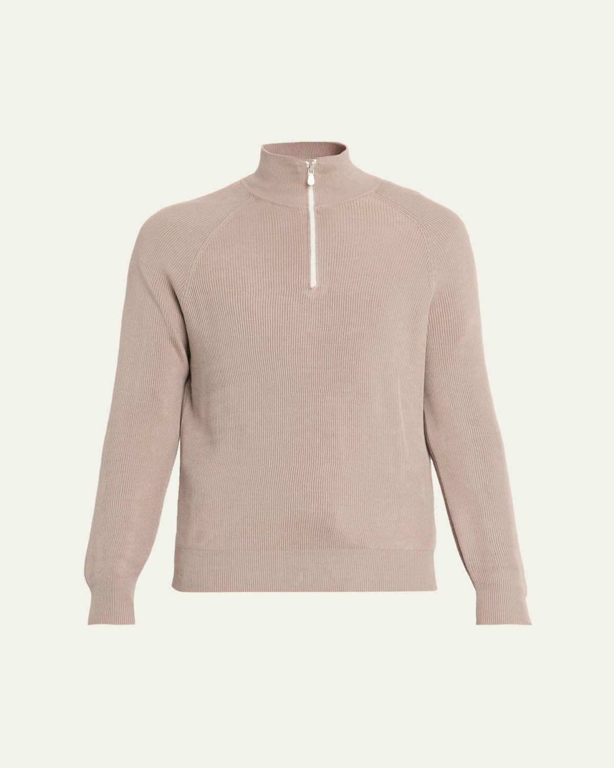 Brunello Cucinelli Men 's Cotton English Rib Half-Zip Sweater