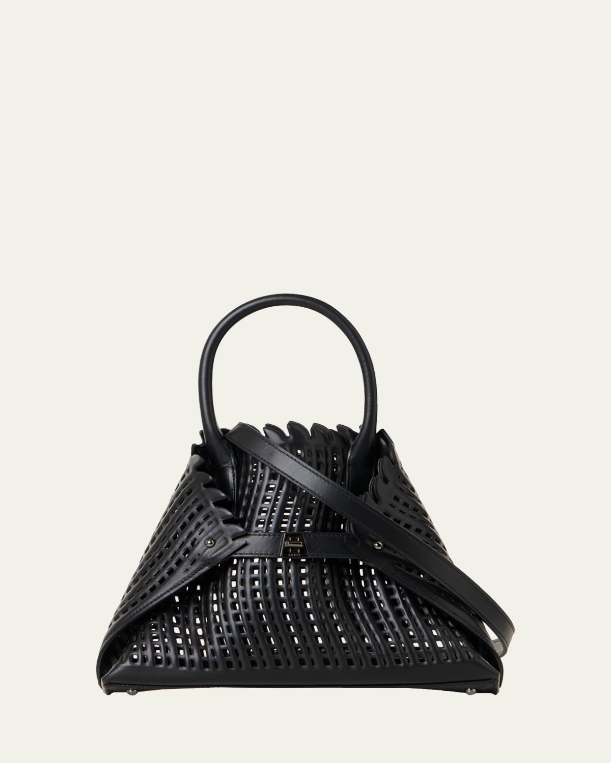 Akris Ai Little Cutout Leather Top-Handle Bag