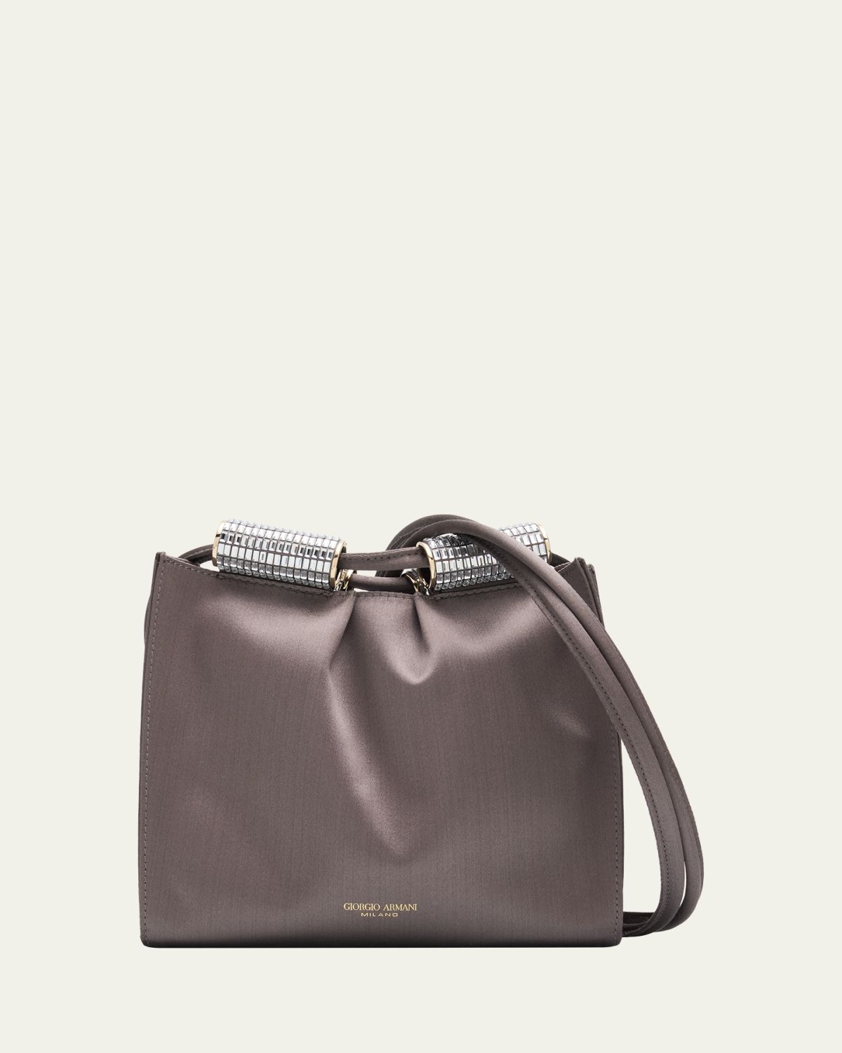 Giorgio Armani Satin Shoulder Bag with Rhinestone Detail