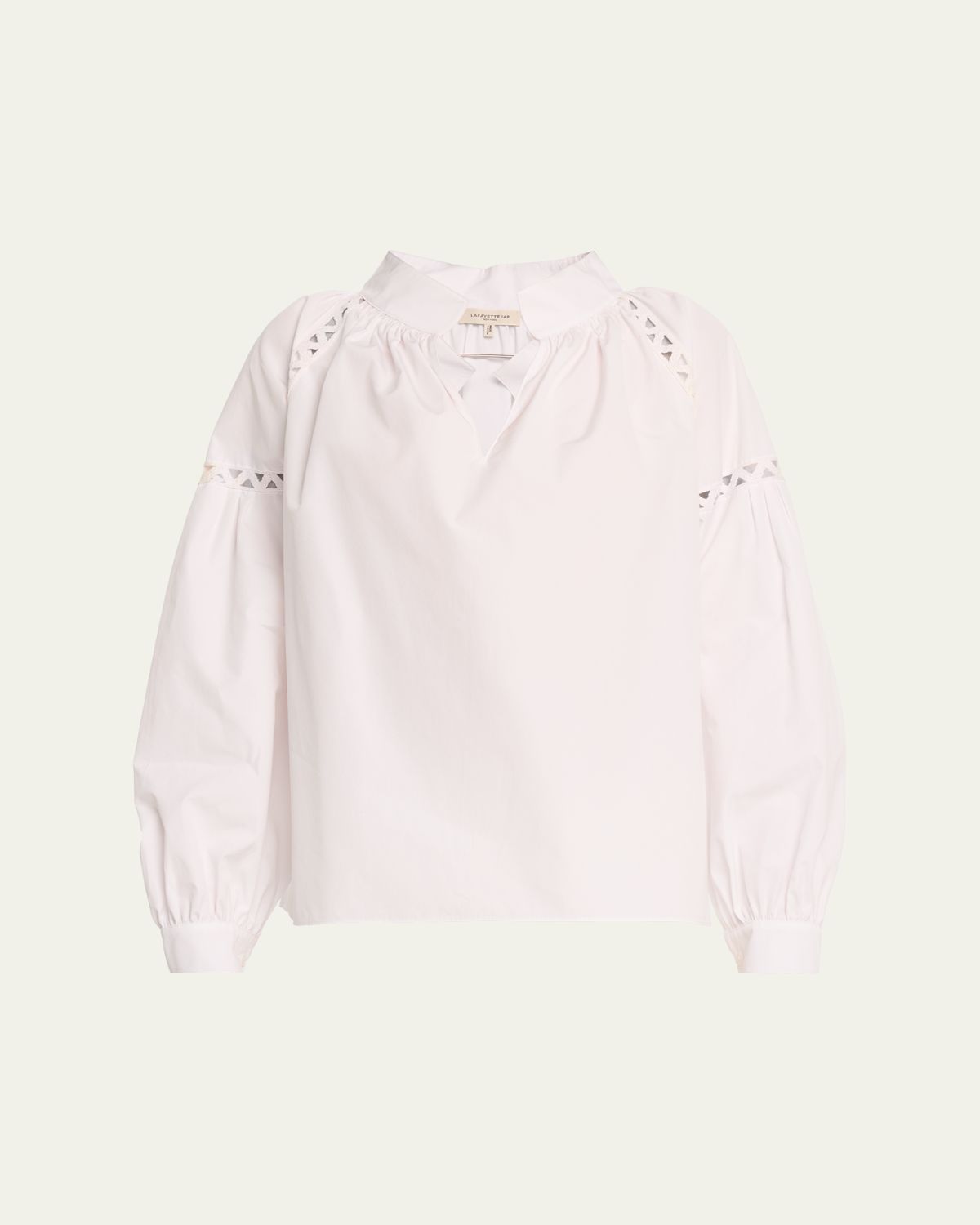 Lafayette 148 New York Soutache-Inset Cotton Poplin Shirt