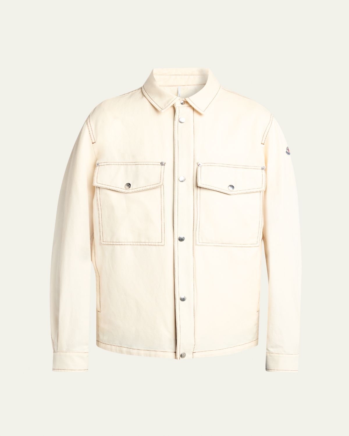 Moncler Men 's Watagua Cotton and Flax Snap-Front Shirt Jacket