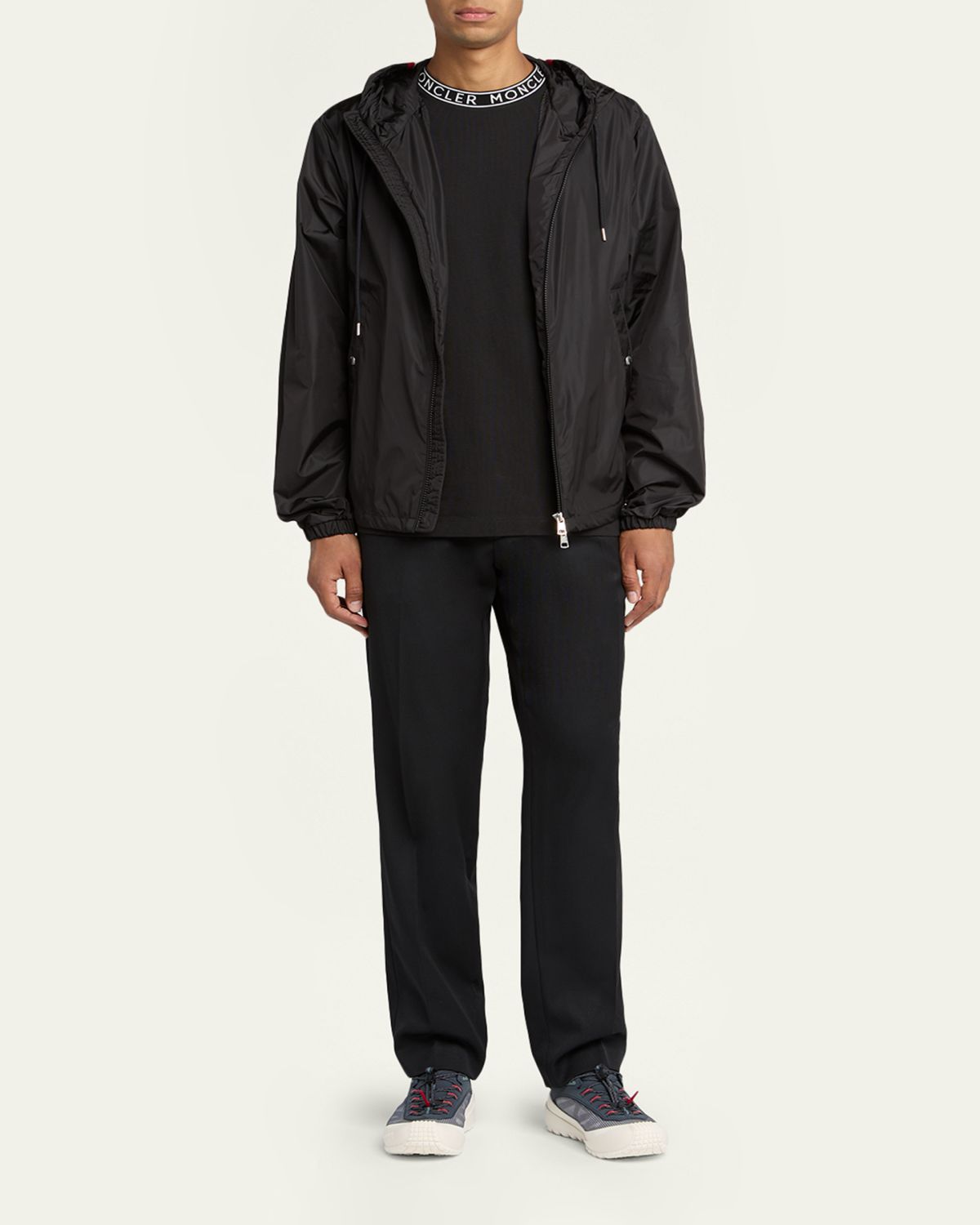 Moncler Men's Nylon Hooded Grosgrain-Trim Full-Zip Jacket | Thumbnail 2 Moncler Men's Nylon Hooded Grosgrain-Trim Full-Zip Jacket | Thumbnail 2