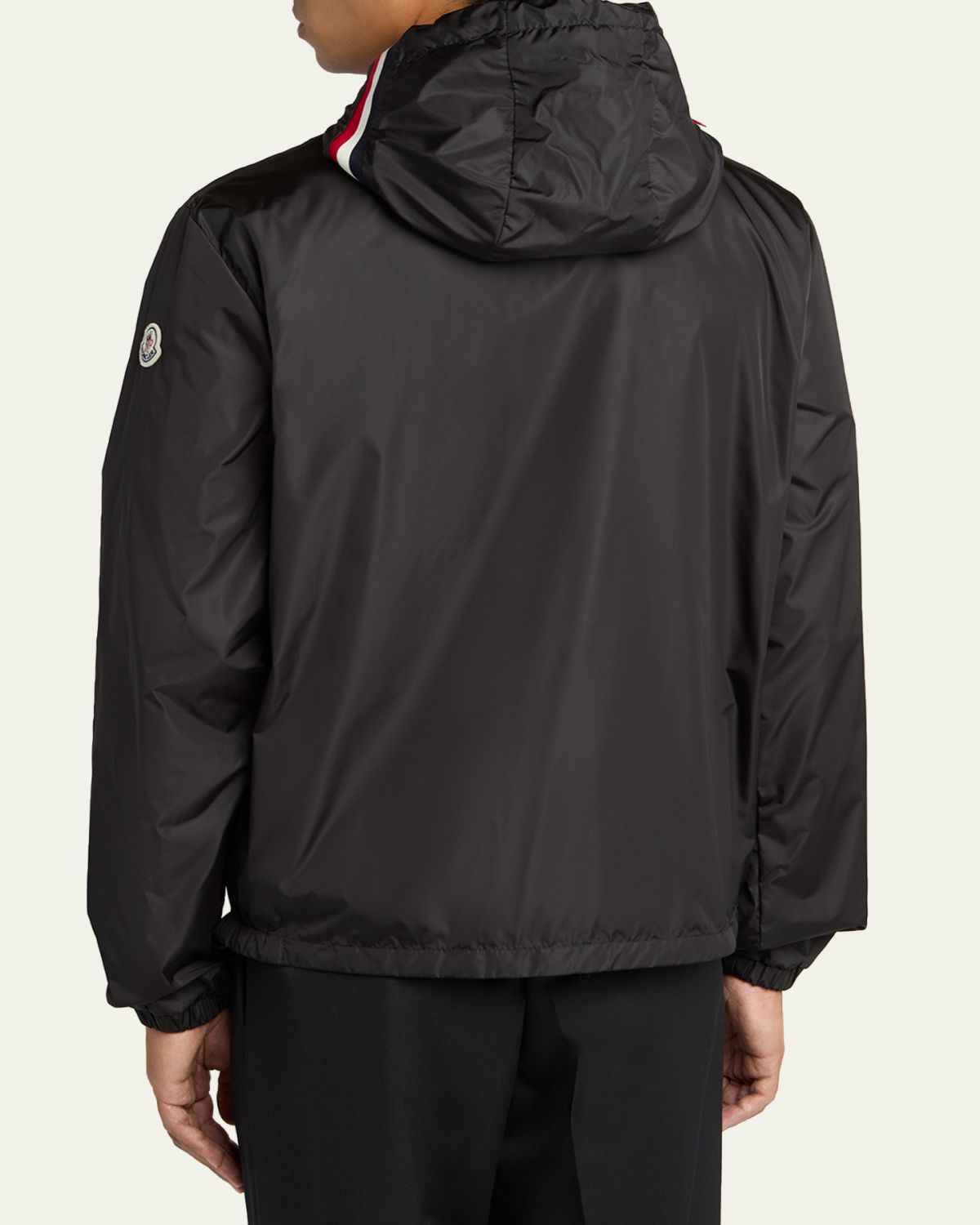 Moncler Men's Nylon Hooded Grosgrain-Trim Full-Zip Jacket | Thumbnail 3 Moncler Men's Nylon Hooded Grosgrain-Trim Full-Zip Jacket | Thumbnail 3