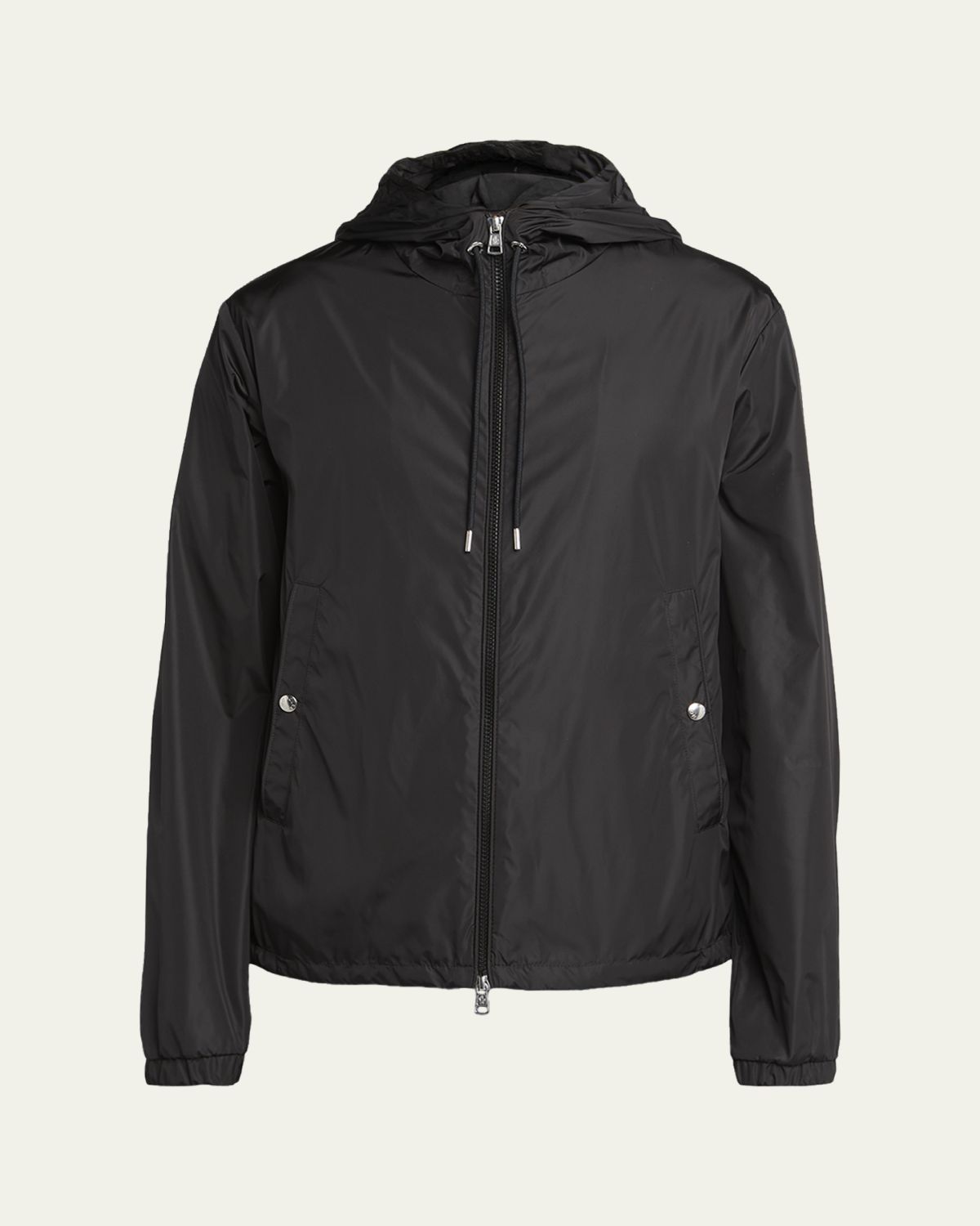 Moncler Men's Nylon Hooded Grosgrain-Trim Full-Zip Jacket