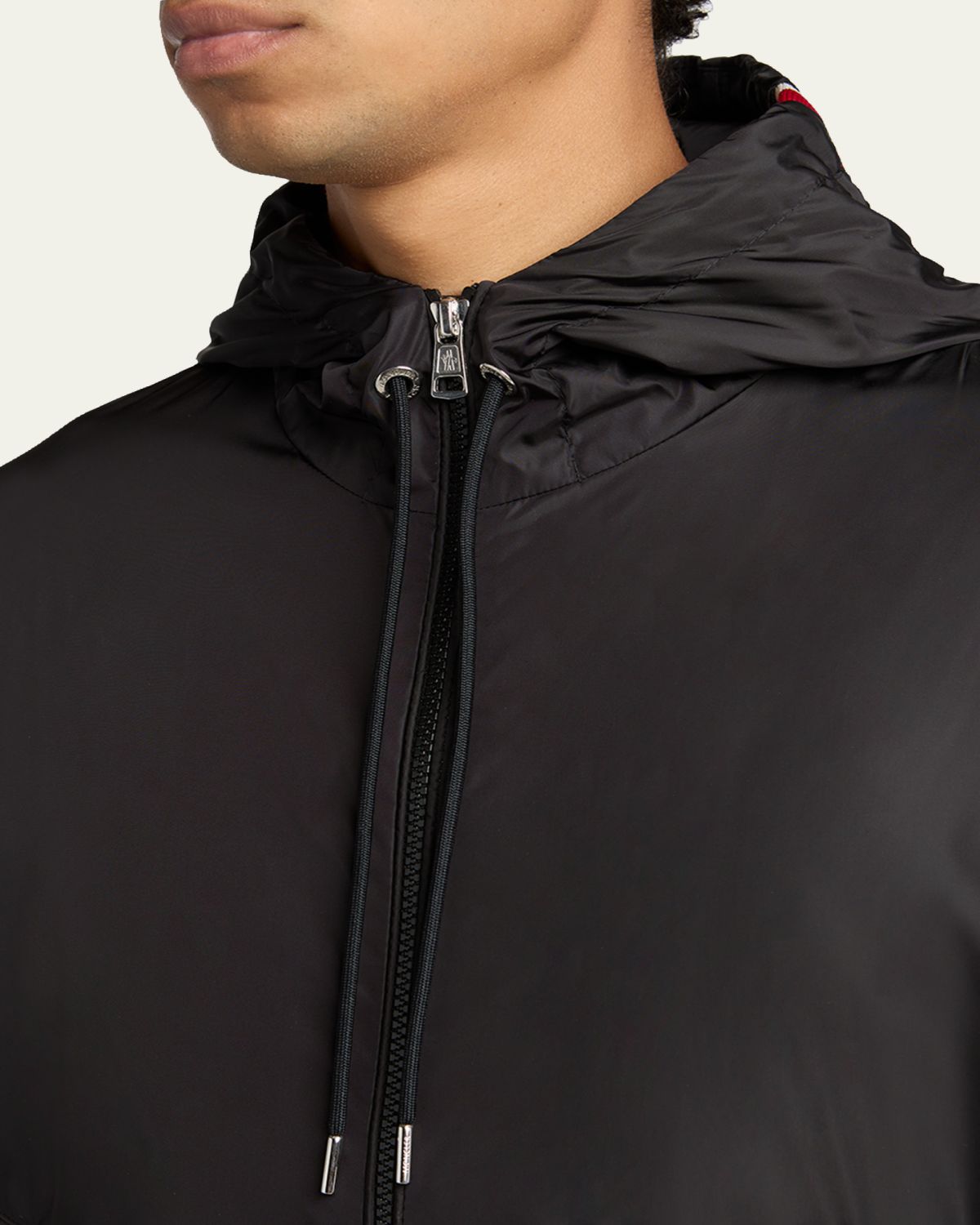 Moncler Men's Nylon Hooded Grosgrain-Trim Full-Zip Jacket | Thumbnail 5 Moncler Men's Nylon Hooded Grosgrain-Trim Full-Zip Jacket | Thumbnail 5