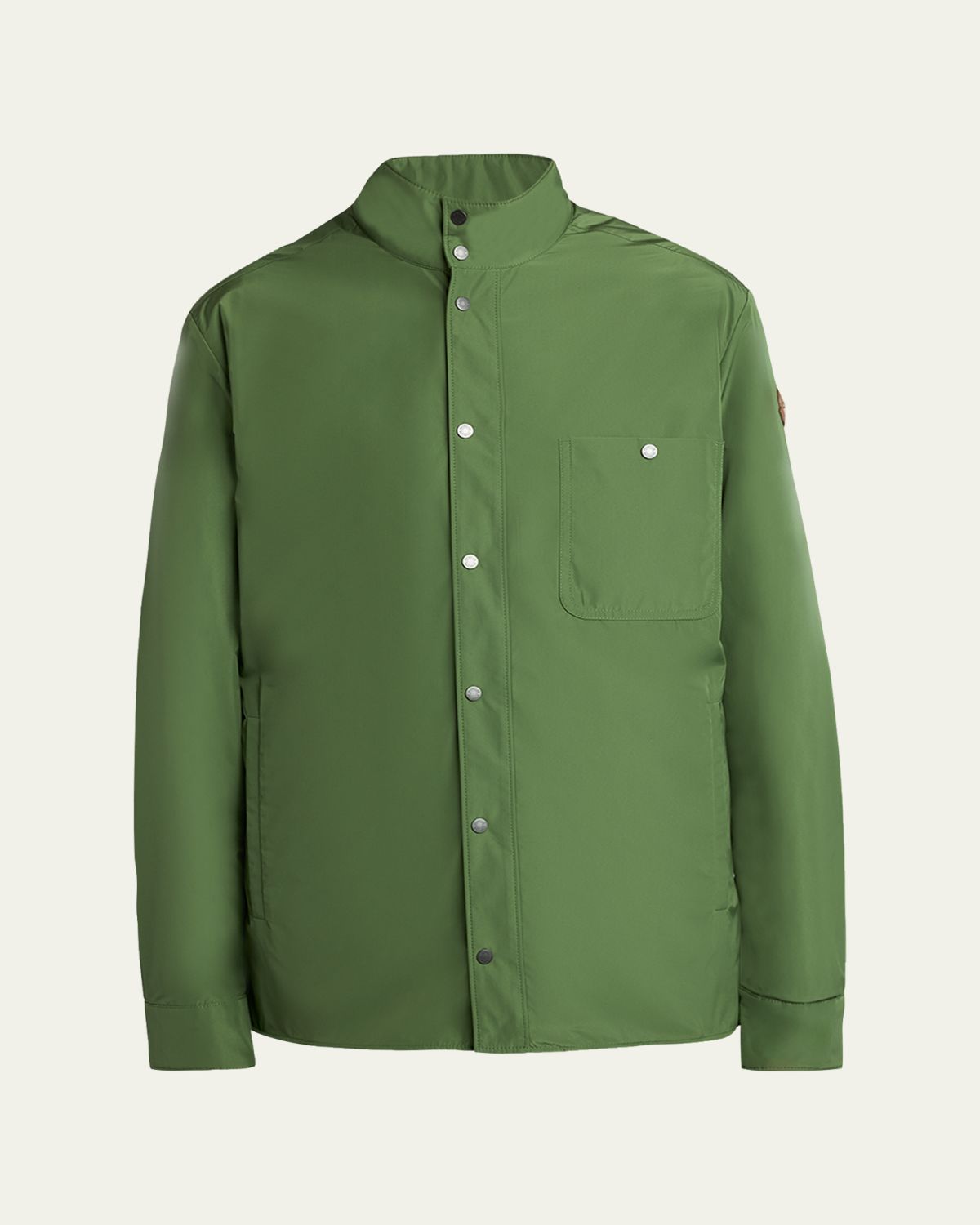 Moncler Men 's Lascax Polyester Shirt Jacket with Leather Logo