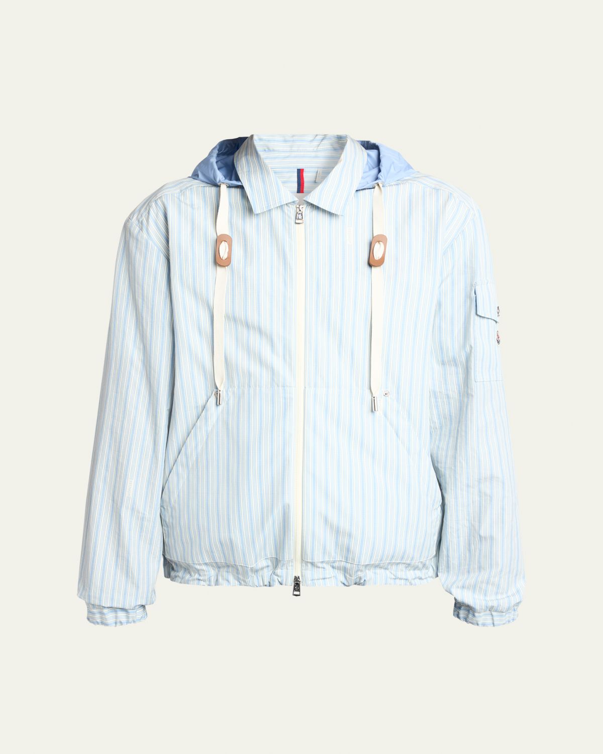 Moncler Men 's Havas Stripe Full-Zip Hooded Shirt Jacket