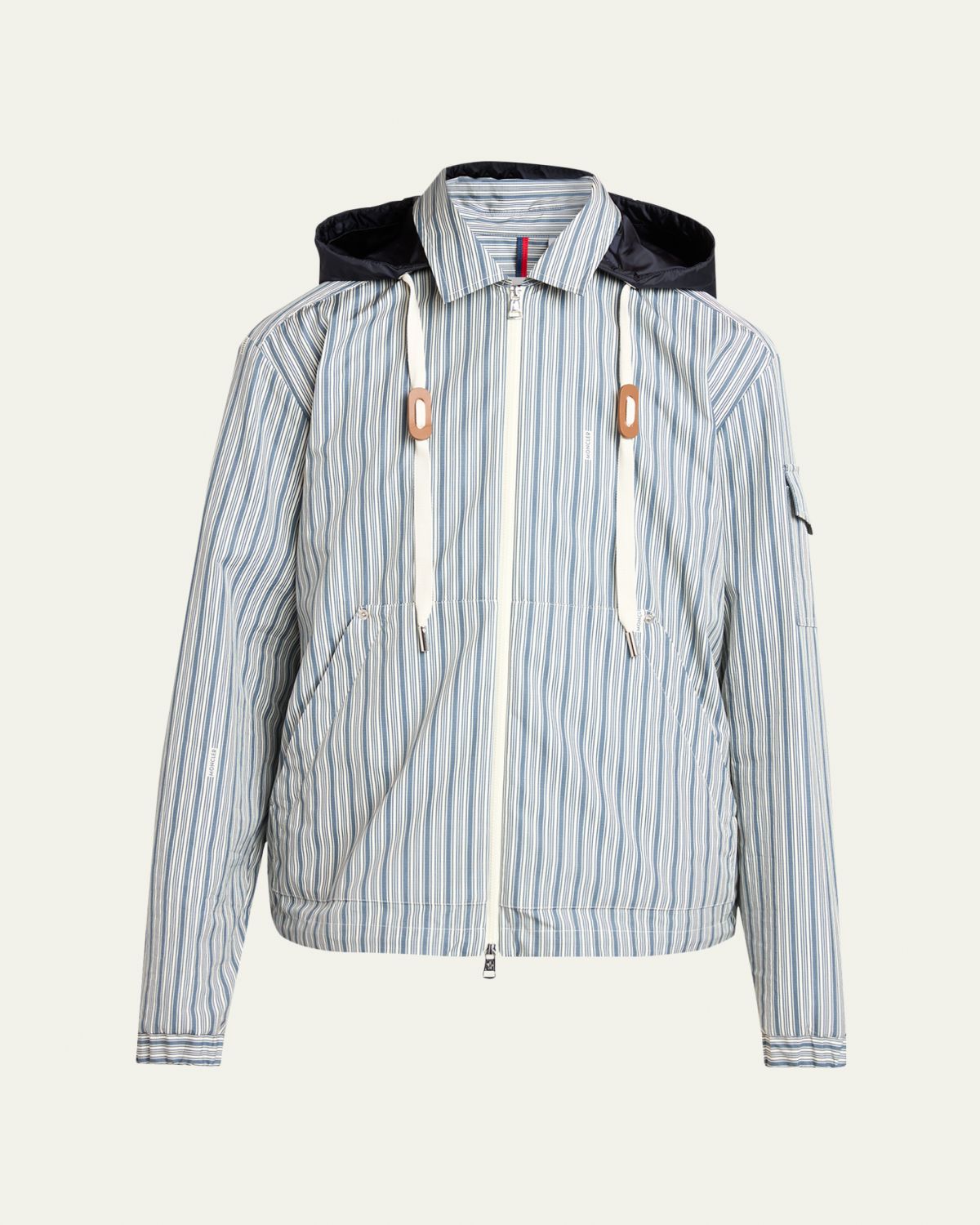Moncler Men's Havas Stripe Full-Zip Hooded Shirt Jacket