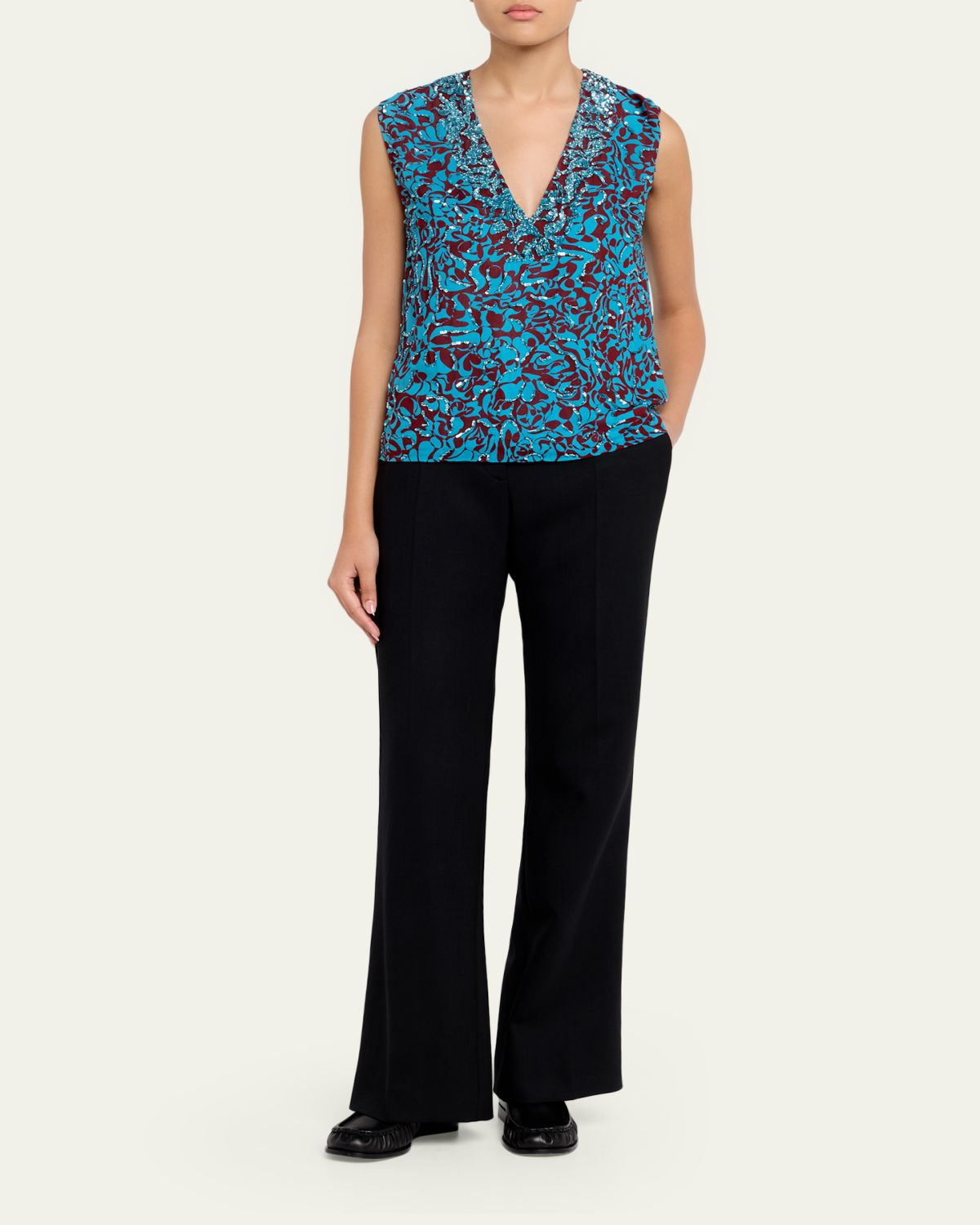 Dries Van Noten V-Neck Sequined Top | Thumbnail 2 Dries Van Noten V-Neck Sequined Top | Thumbnail 2