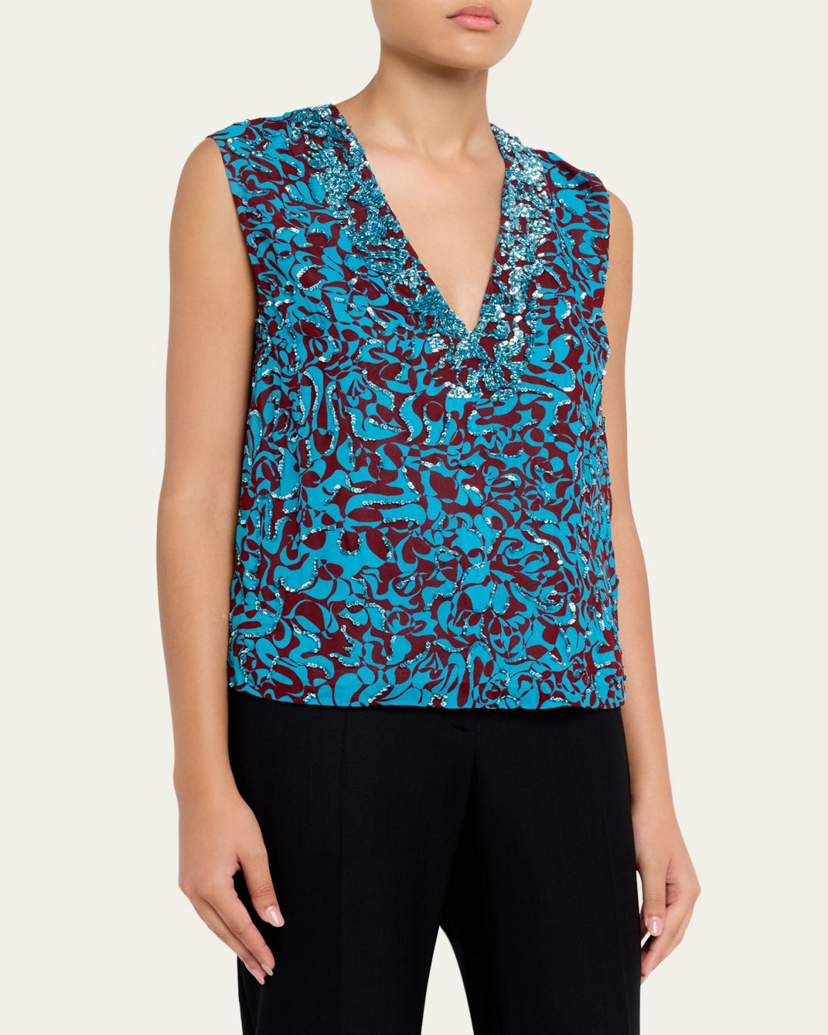 Dries Van Noten V-Neck Sequined Top | Thumbnail 4 Dries Van Noten V-Neck Sequined Top | Thumbnail 4
