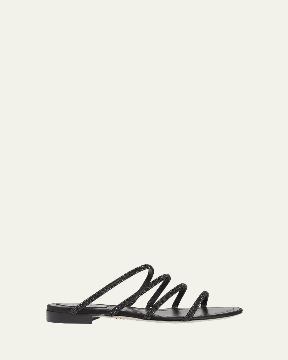 Rene Caovilla Satin Strass Flat Slide Sandals | Thumbnail 4 Rene Caovilla Satin Strass Flat Slide Sandals | Thumbnail 4