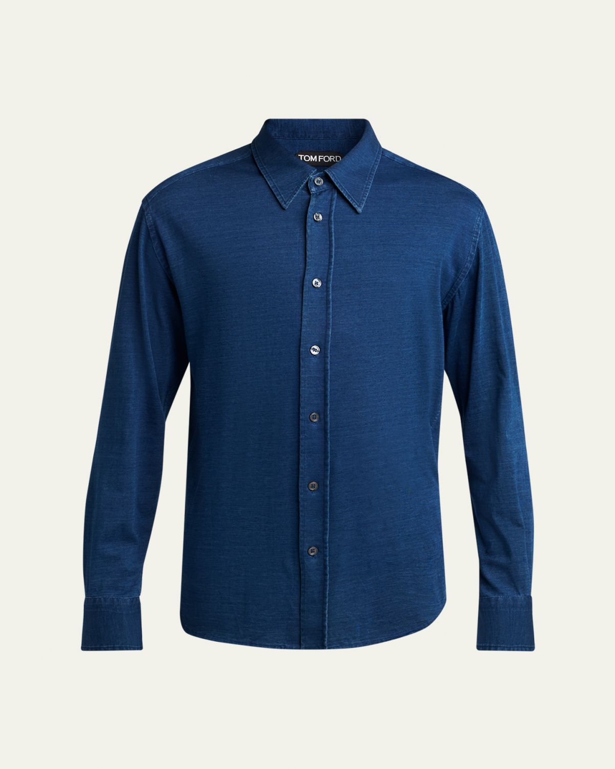 TOM FORD Men's Cotton Denim Point-Collar Button-Down Shirt