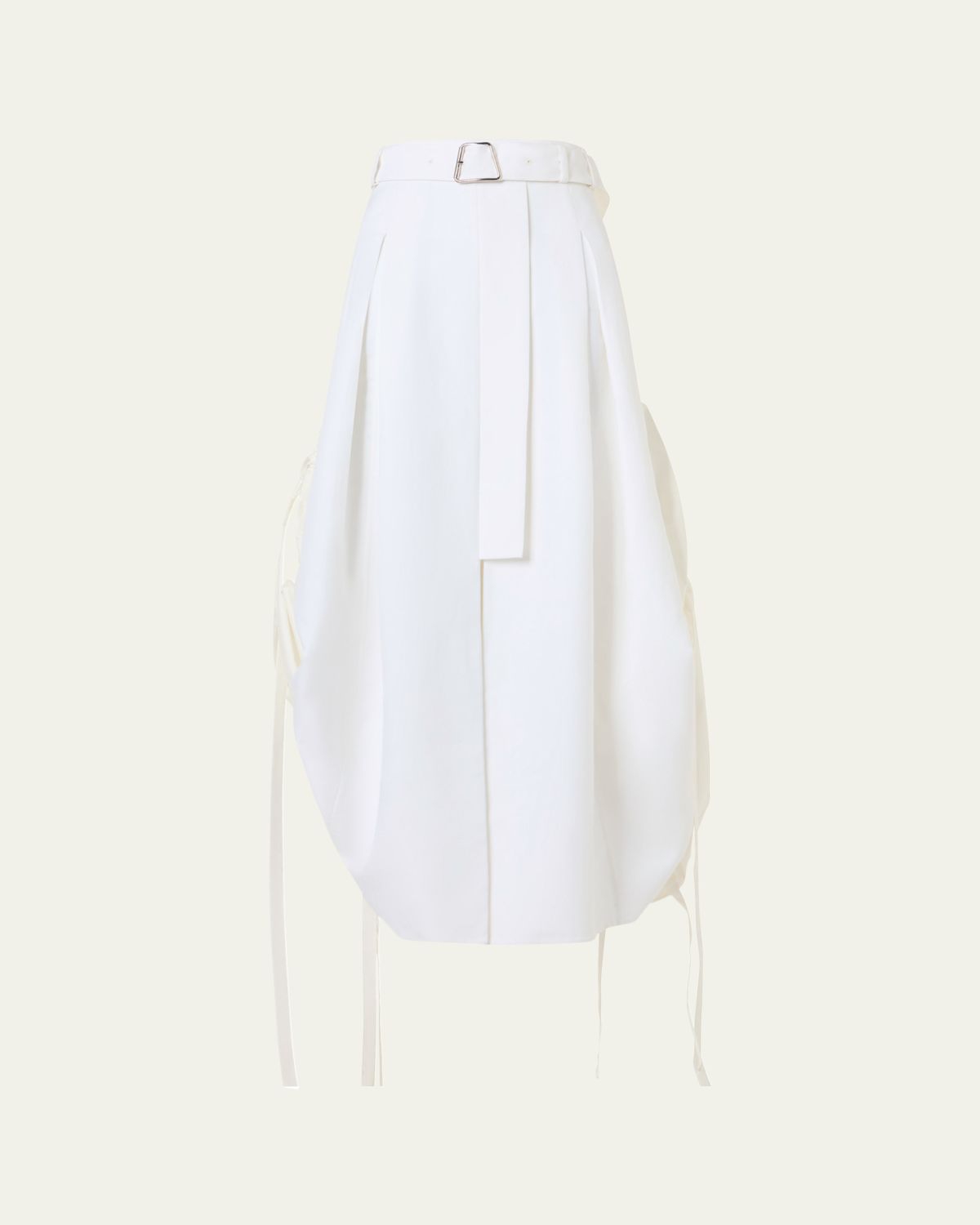 Akris Belted Side-Gathered Midi Skirt