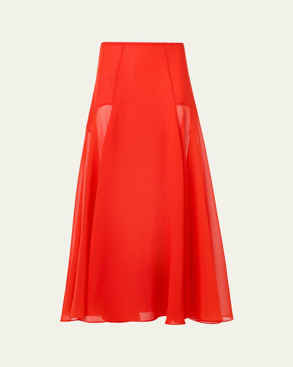 Akris Sheer Silk Organza Godet Midi Skirt