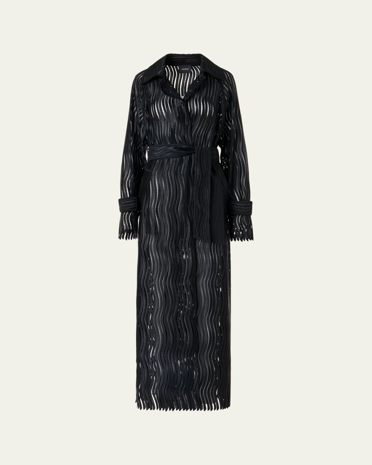 Akris Wave Embroidered Single-Breasted Long Coat