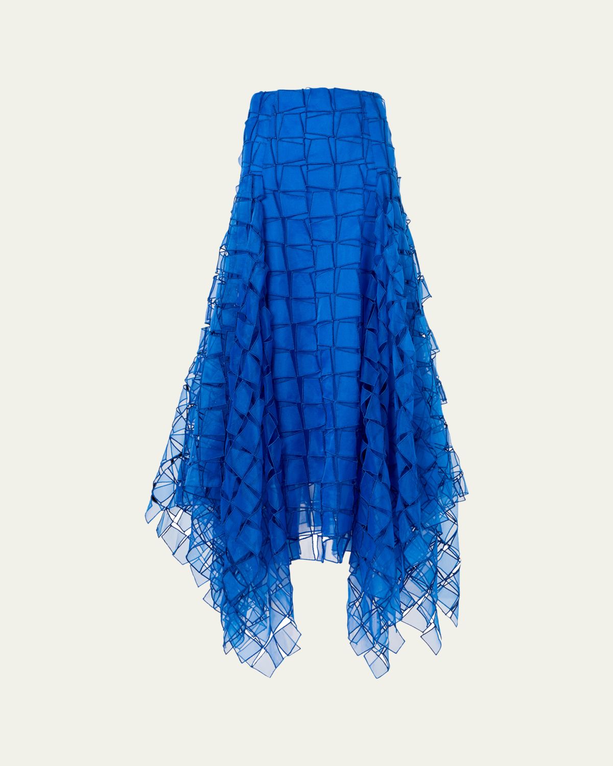 Akris Embroidered Organza Maxi Handkerchief Skirt