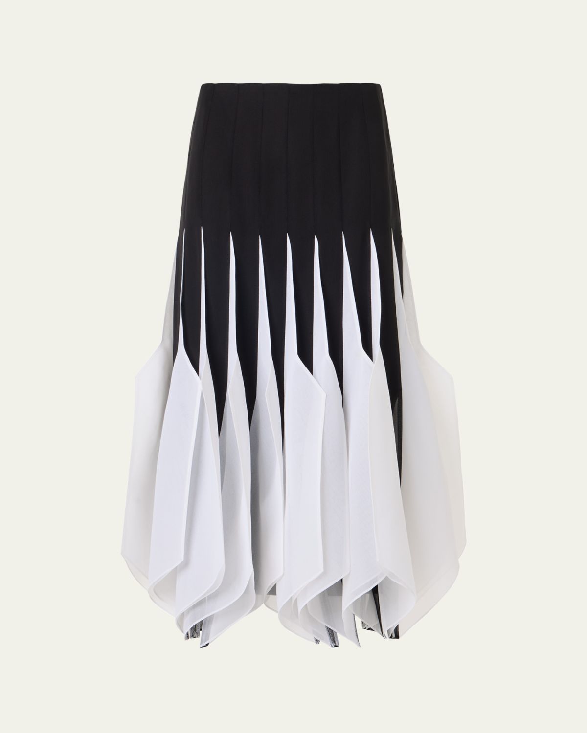 Akris Ribbon Inset Panama Silk Organza Midi Skirt
