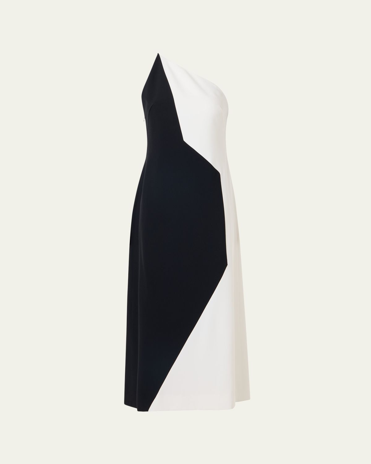 Akris High Plains Patchwork Crepe One-Shoulder Midi Dress